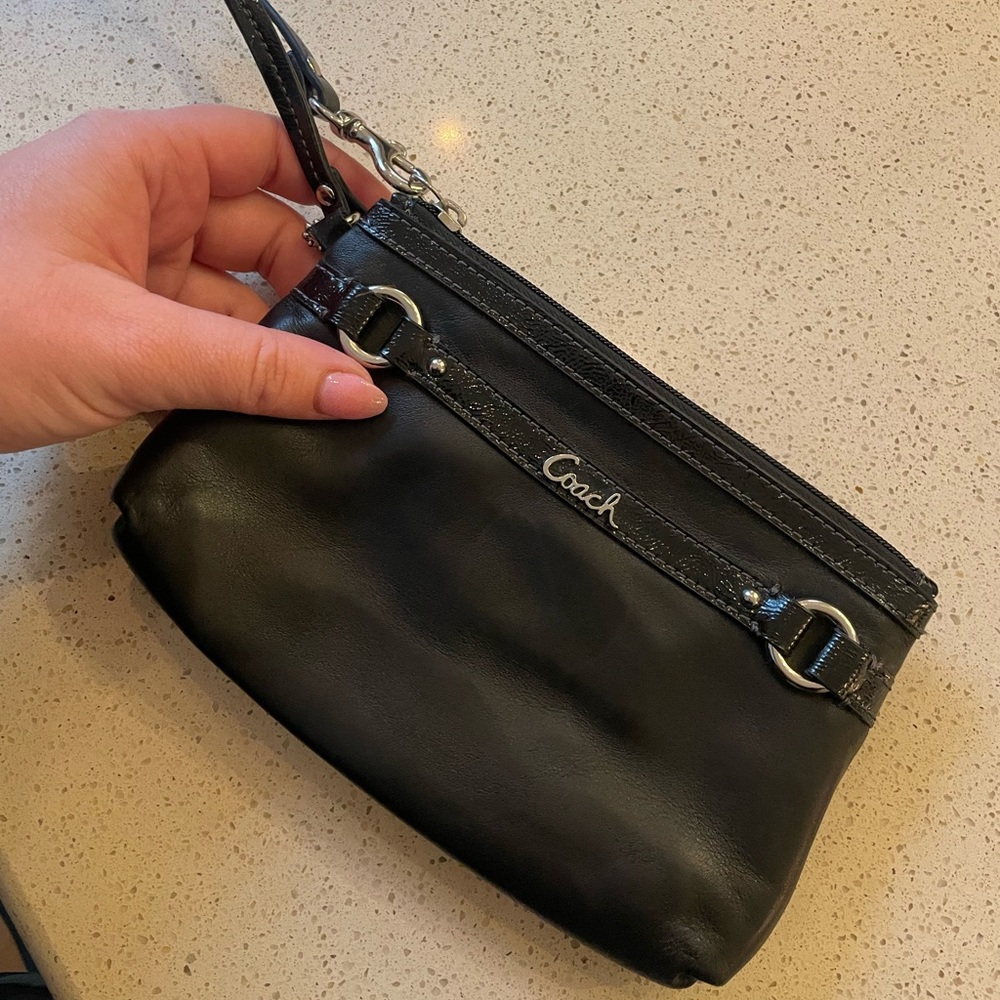 Black Leather Coach Y2K Wristlet